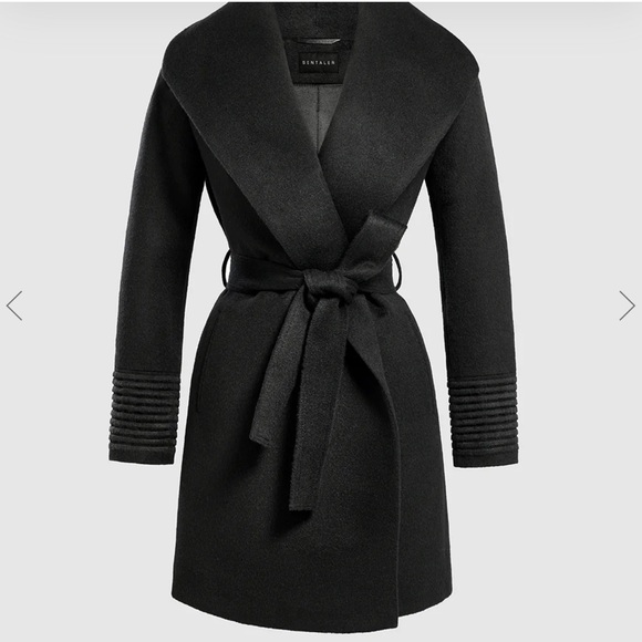 SENTALER MID LENGTH SHAWL COLLAR WRAP COAT - Picture 5 of 6